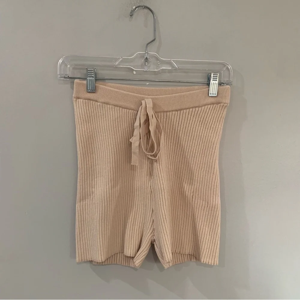 NWT OW Intimates Set Cardigan Shorts Ribbed in Light Beige